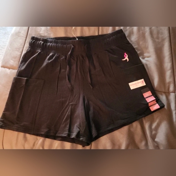 Susan G. KOMEN Black Short Sleeve V Neck Top w/ Shorts Pajama Outfit Set XXL - Picture 4 of 6